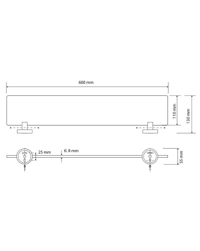 Стеклянная полка Bemeta Dark 104102040 Черная