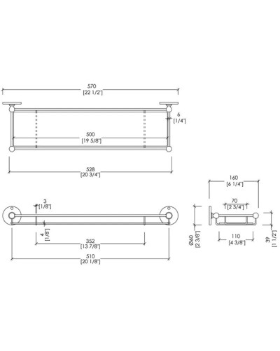 Полка стеклянная 57 см Devon&Devon Cavendish WM10CR