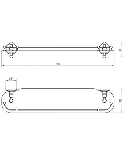 Полка стеклянная 58 см Migliore Mirella 17214
