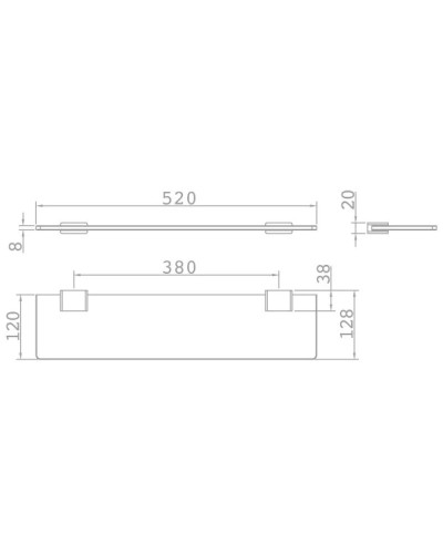 Полка стеклянная 52 см Teka Formentera 170840200