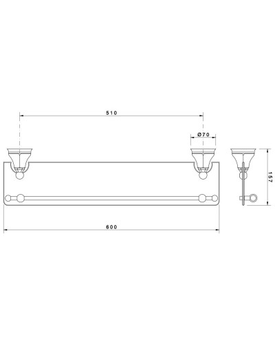 Полка стеклянная 60 см Nicolazzi Teide 1480CR05