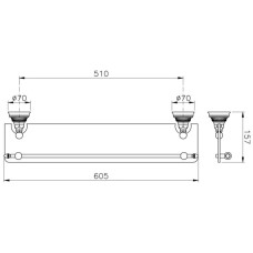 Полка стеклянная 60,5 см Nicolazzi Impero 1480CR36