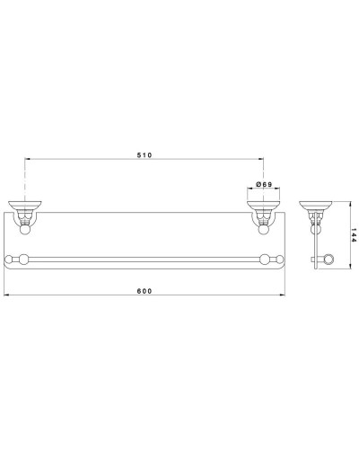 Полка стеклянная 60 см Nicolazzi Le Pietre 1480CR09 1480CR09