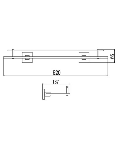 Полка стеклянная 52 см Savol 65C S-06591C