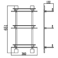 Полка стеклянная 36 см Savol 65C S-06522C-3