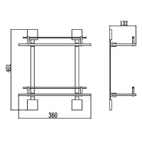 Полка стеклянная 36 см Savol 65H S-06522H