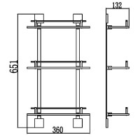 Полка стеклянная 36 см Savol 65A S-06522A-3