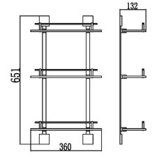Полка стеклянная 36 см Savol 65Q S-06522Q-3