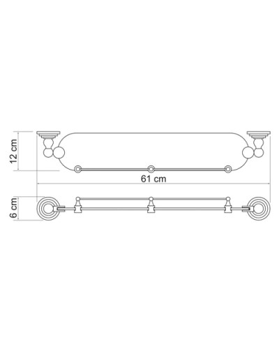 Полка стеклянная 61 см WasserKRAFT Isar K-7344