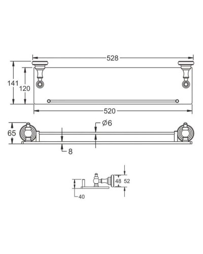 Полка стеклянная 52,8 см Rose RG1119Q