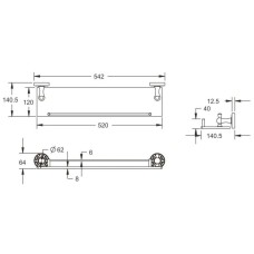 Полка стеклянная 54,2 см Rose RG1019Q