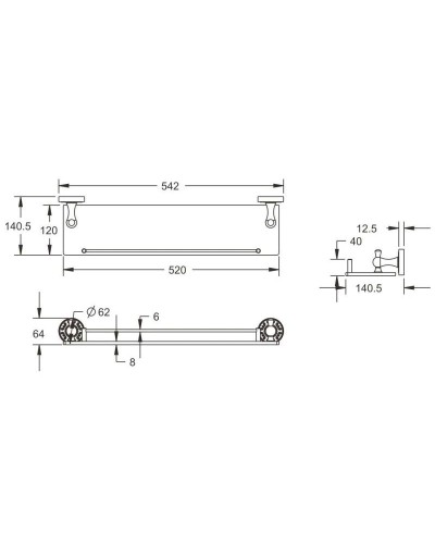 Полка стеклянная 54,2 см Rose RG1019Q