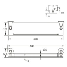 Полка стеклянная 53,5 см Rose RG1219