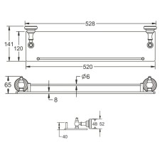 Полка стеклянная 52,8 см Rose RG1119