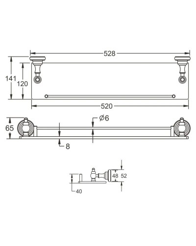 Полка стеклянная 52,8 см Rose RG1119
