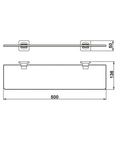 Полка стеклянная 50 см Rose RG1519H