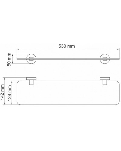 Полка стеклянная 53 см WasserKRAFT Asphe K-77724