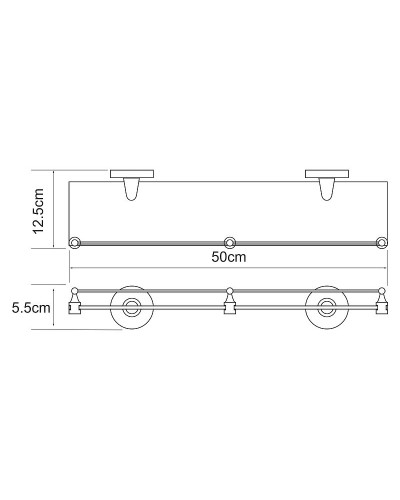 Стеклянная полка WasserKRAFT Rhein K-6244 Хром
