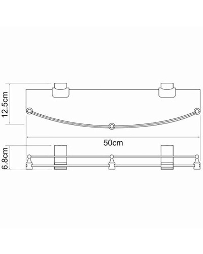 Стеклянная полка WasserKRAFT Leine K-5044 Хром