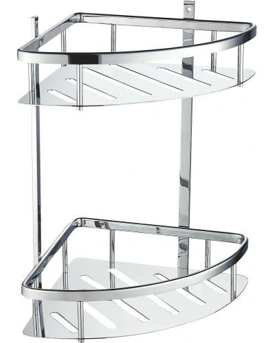 Полка для ванной 2-х ярусная угловая WONZON & WOGHAND, Хром (WW-4142)