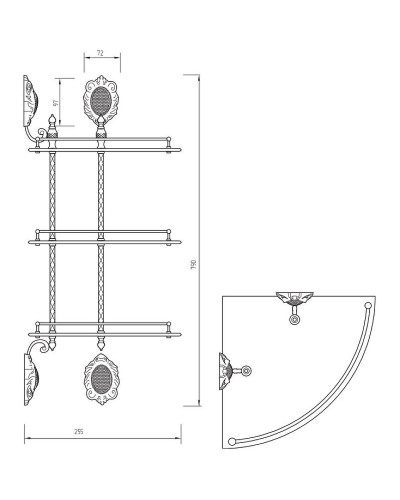 Стеклянная полка Migliore Cleopatra 16668 угловая Хром