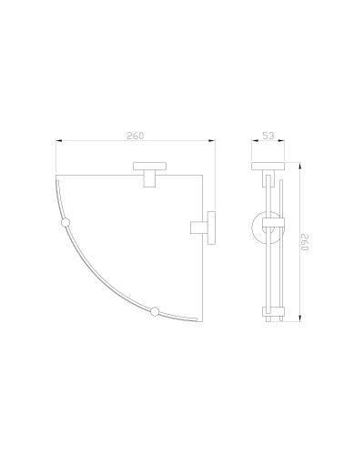 Стеклянная полка для ванной угловая WONZON & WOGHAND, Хром (WW-8117)