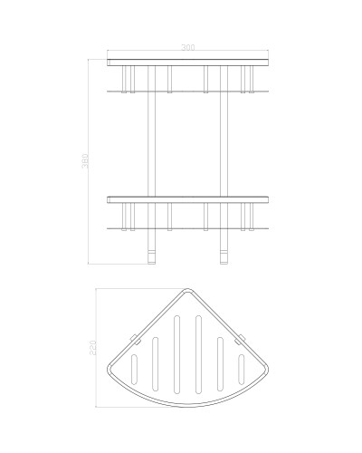 Полка для ванной 2-х ярусная угловая WONZON & WOGHAND, Хром (WW-4142)