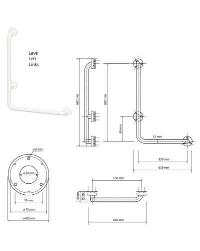 Поручень Bemeta Help 301112073 Белый