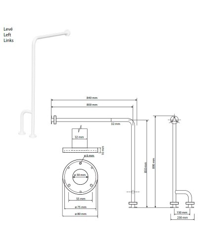 Поручень Bemeta Help 301112133 Белый