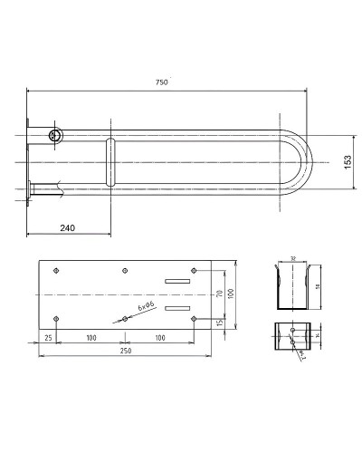 Поручень Bemeta Help 301606302 Хром матовый