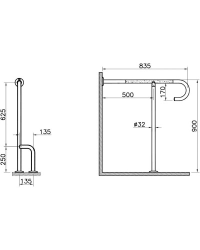 Поручень опорный 83,5 см VitrA Arkitekta A44469