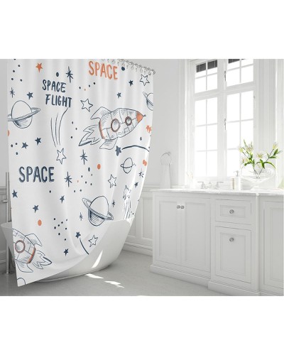 Шторка для ванны Fixsen Design Space FX-2508 180х200 Белая с узорами