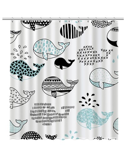 Шторка для ванны Fixsen Design Flux FX-2511 180х200 Белая с китами