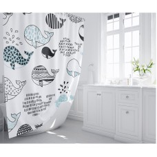 Шторка для ванны Fixsen Design Flux FX-2511 180х200 Белая с китами