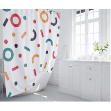 Шторка для ванны Fixsen Design Candy FX-2512 180х200 Белая с разноцветными фигурами