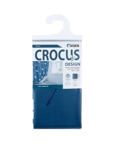 Шторка для ванны Fixsen Design Crosus FX-2513 180х200 Синий с цветами