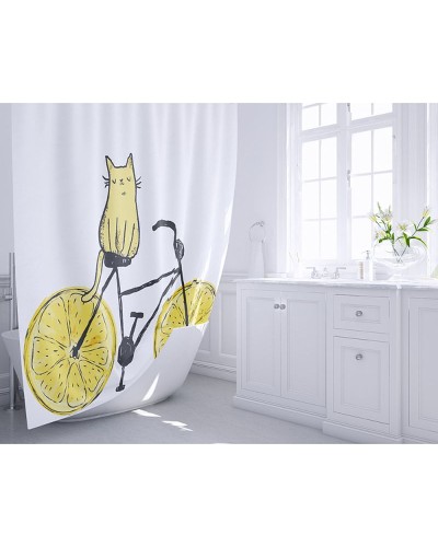 Шторка для ванны Fixsen Design Cat FX-2515 180х200 Белая Желтая