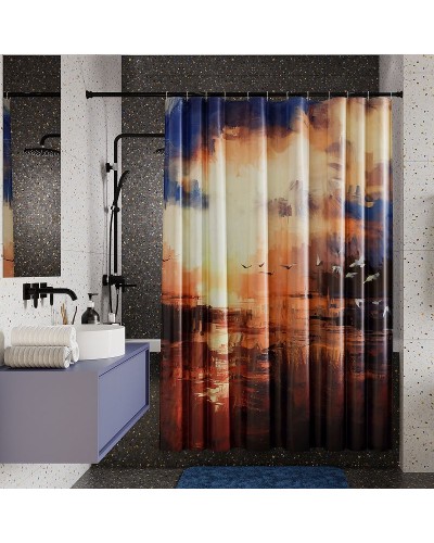 Штора для ванны WasserKRAFT Ammer 180х200 SC-70103 Закат, чайки