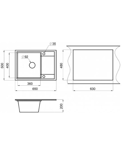 Кухонная мойка Granula GR-HI-6 Черная Арктик