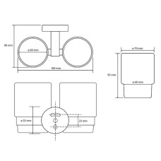 Стакан для зубных щеток Bemeta Omega 104110022 двойной Хром