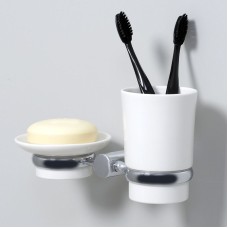 Стакан для зубных щеток с мыльницей WasserKRAFT K-28226 Хром Белый