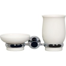 Стакан для зубных щеток с мыльницей WasserKRAFT K-24226 Хром Белый