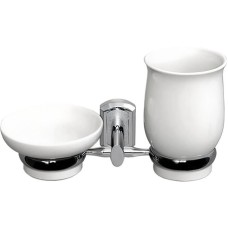 Стакан для зубных щеток с мыльницей WasserKRAFT K-24126 Хром Белый
