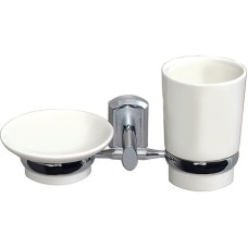 Стакан для зубных щеток с мыльницей WasserKRAFT K-28126 Хром Белый