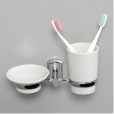 Стакан для зубных щеток с мыльницей WasserKRAFT K-28126 Хром Белый