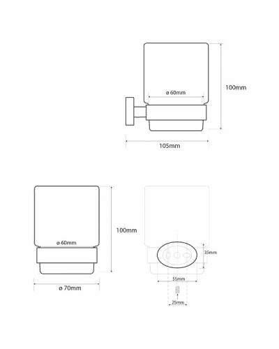 Стакан для зубных щеток Bemeta Oval 118410011 Хром
