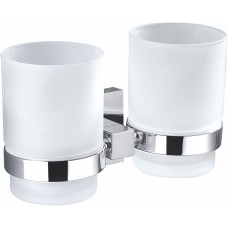 Два стакана для зубных щеток с держателем WONZON & WOGHAND, Хром (WW-8928)