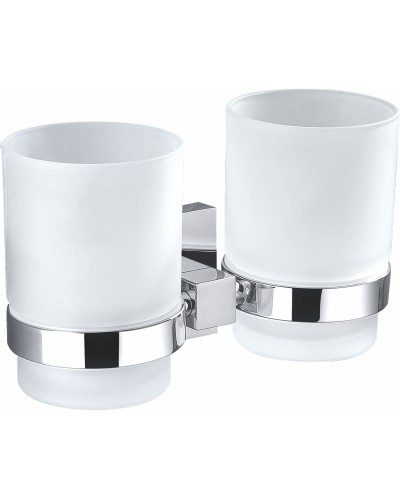 Два стакана для зубных щеток с держателем WONZON & WOGHAND, Хром (WW-8928)
