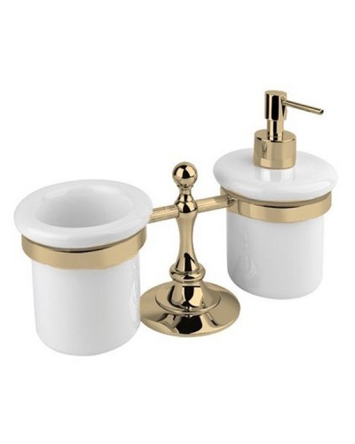 Стакан и дозатор для жидкого мыла Cezares OLIMP-TDT-02-M Бронза Белый