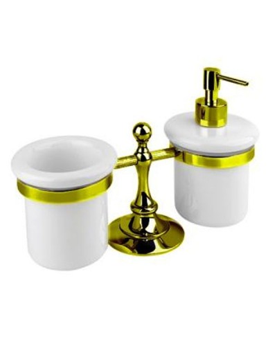 Стакан и дозатор для жидкого мыла Cezares OLIMP-TDT-03/24-M Золото Белый